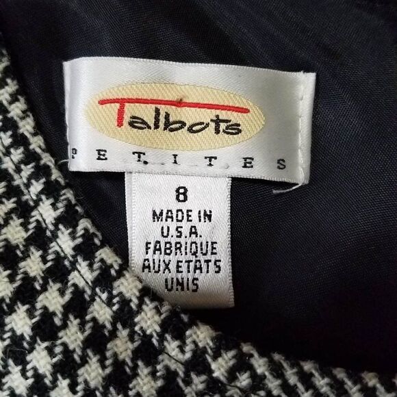 Talbots Wool Blend Black White Plaid Jumper with Pockets size 8 Petite - Picture 7 of 11